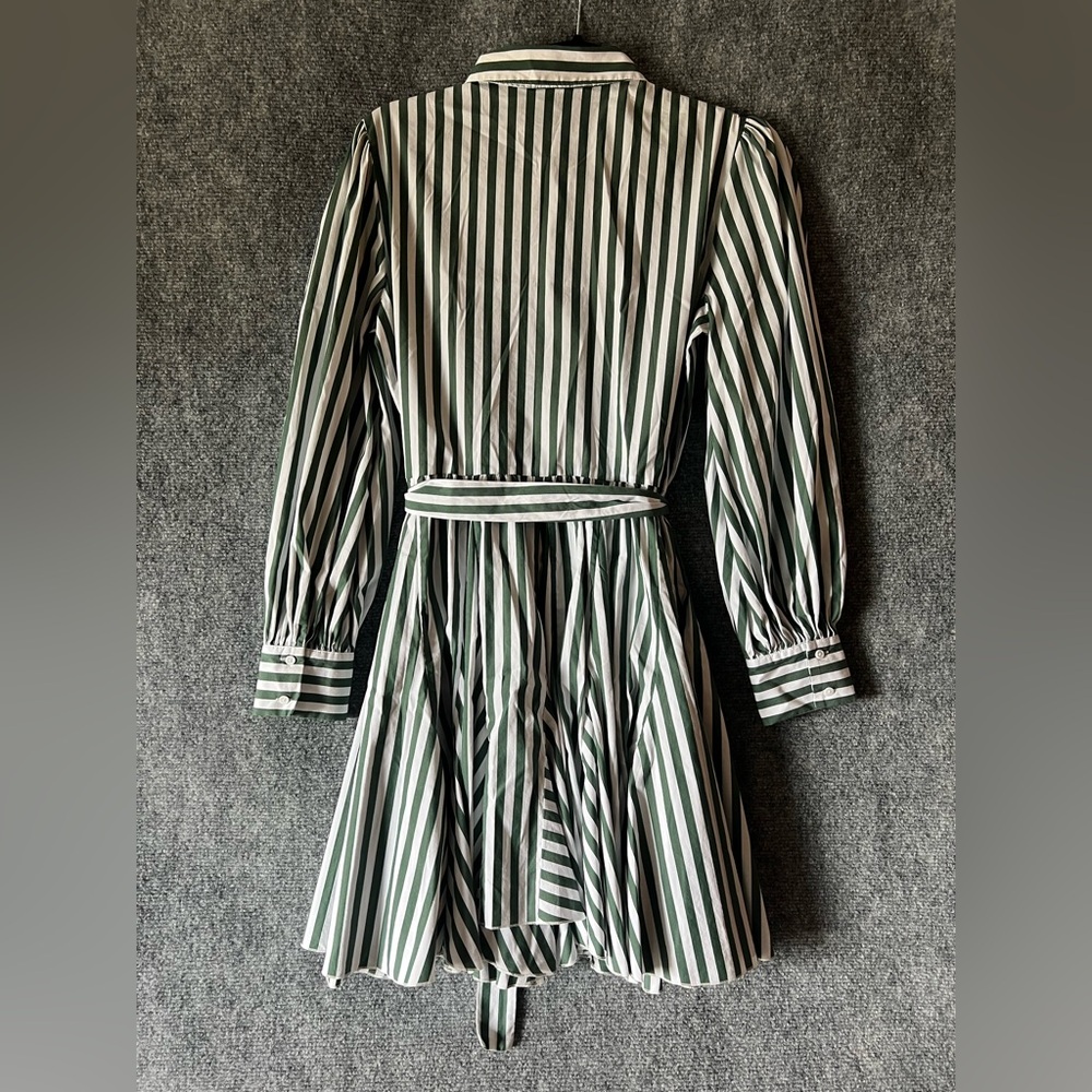 Maje Paris women striped Dress Greenwhite flared skirt formal coquette 32”waistM - Picture 10 of 16